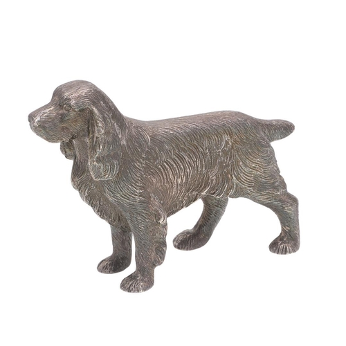 236 - BY A.E JONES, A SILVER FIGURE OF A SPANIEL. Birmingham 1971; 4