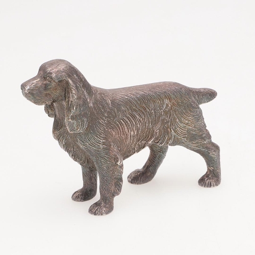 236 - BY A.E JONES, A SILVER FIGURE OF A SPANIEL. Birmingham 1971; 4