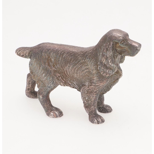 236 - BY A.E JONES, A SILVER FIGURE OF A SPANIEL. Birmingham 1971; 4