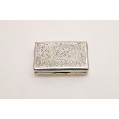 248 - A 19TH CENTURY AUSTRIAN PARCELGILT SILVER SNUFF BOX. rectangular form, the cover with a raised panel... 