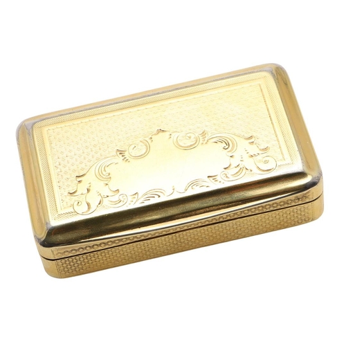 255 - A 19TH CENTURY CONTINENTAL SILVERGILT SNUFF BOX. of rectangular form, the cover engraved with a vaca... 