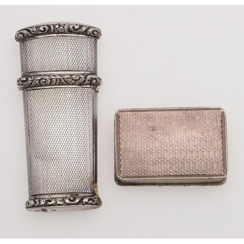 262 - A VICTORIAN SILVER VINAIGRETTE. rectangular with a raised border, the cover inscribed 