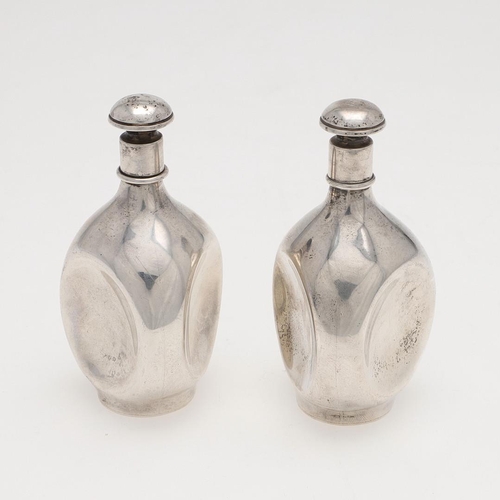 270 - A PAIR OF MODERN SILVER SCENT BOTTLES, BY ASPREY. in the form of Haig's Dimple whiskey bottles, Lond... 