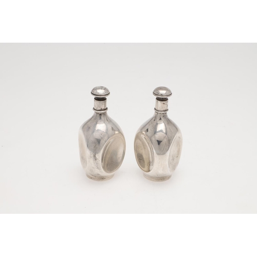 270 - A PAIR OF MODERN SILVER SCENT BOTTLES, BY ASPREY. in the form of Haig's Dimple whiskey bottles, Lond... 