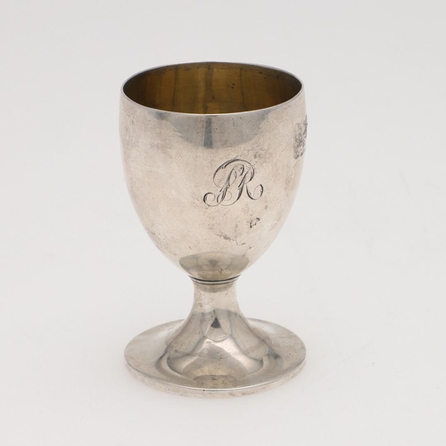 278 - A GEORGE III MINIATURE OR TOY SILVER WINE GOBLET. campana form, initialled & with a gilt interior, b... 