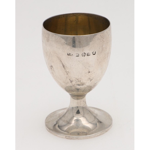 278 - A GEORGE III MINIATURE OR TOY SILVER WINE GOBLET. campana form, initialled & with a gilt interior, b... 