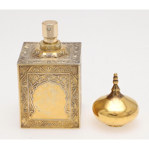 279 - AN ELIZABETH II SILVERGILT PERFUME ATOMISER, BY ASPREY. in the form of a Moorish building , with emb... 