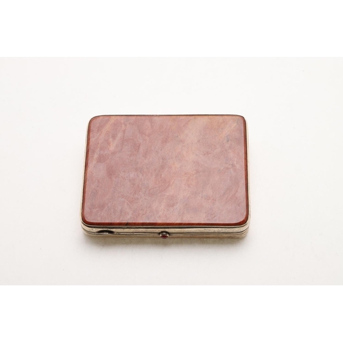 285 - A 20TH CENTURY RUSSIAN SILVERGILT MOUNTED CIGARETTE CASE. with a red marble or hardstone body, a cab... 