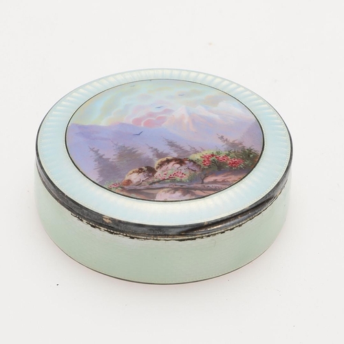 287 - A LATE 19TH/ EARLY 20TH CENTURY SILVER & ENAMEL BOX. decorated with translucent pearlescent enamel a... 