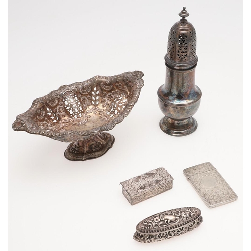 289 - A MIXED LOT OF SILVER. including a pedestal bonbon dish, probably by Charles Horner, Birmingham 1900... 