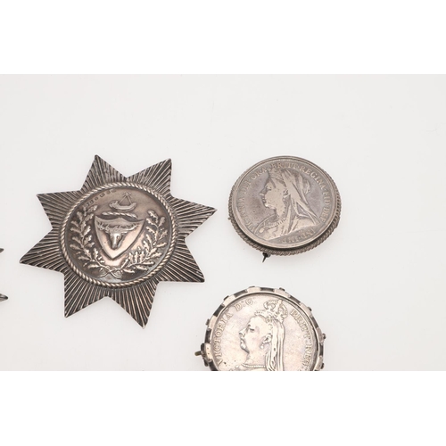 291 - THE ANCIENT ORDER OF FORESTERS, A PAIR OF VICTORIAN SILVER BREAST STARS. the centres with deer's hea... 