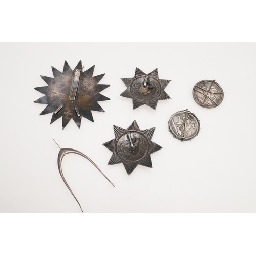 291 - THE ANCIENT ORDER OF FORESTERS, A PAIR OF VICTORIAN SILVER BREAST STARS. the centres with deer's hea... 