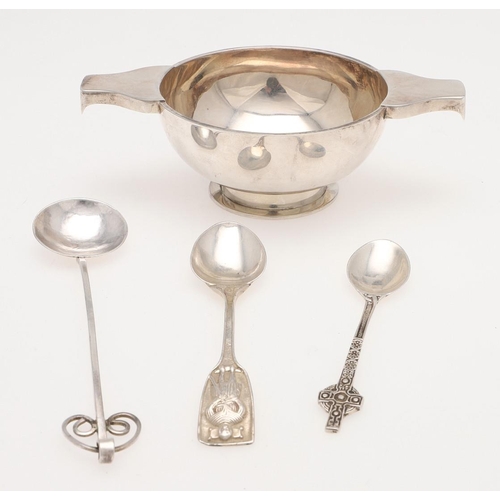 294 - SCOTTISH SILVER. including a provincial teaspoon, by Alexander Ritchie of Iona, hallmarked for Glasg... 