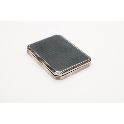 295 - A LATE 19TH/ EARLY 20TH CENTURY CONTINENTAL SILVER & ENAMEL SNUFF BOX. rectangular with canted corne... 