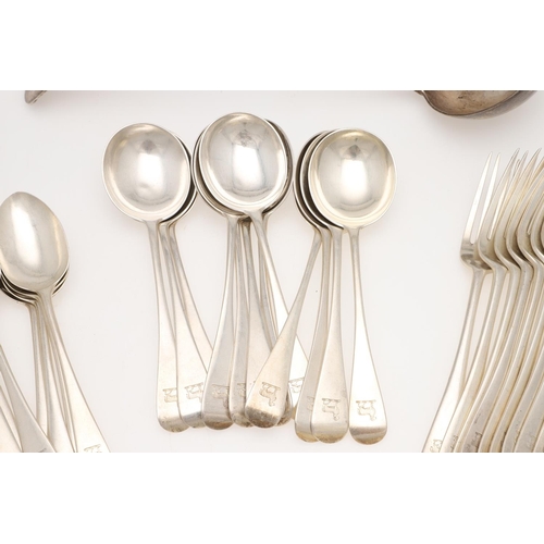 3 - A 20TH CENTURY MATCHED PART-CANTEEN OF OLD ENGLISH PATTERN SILVER FLATWARE. comprising of 12 table f... 