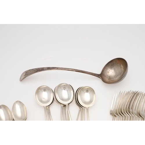 3 - A 20TH CENTURY MATCHED PART-CANTEEN OF OLD ENGLISH PATTERN SILVER FLATWARE. comprising of 12 table f... 