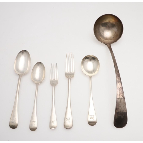 3 - A 20TH CENTURY MATCHED PART-CANTEEN OF OLD ENGLISH PATTERN SILVER FLATWARE. comprising of 12 table f... 