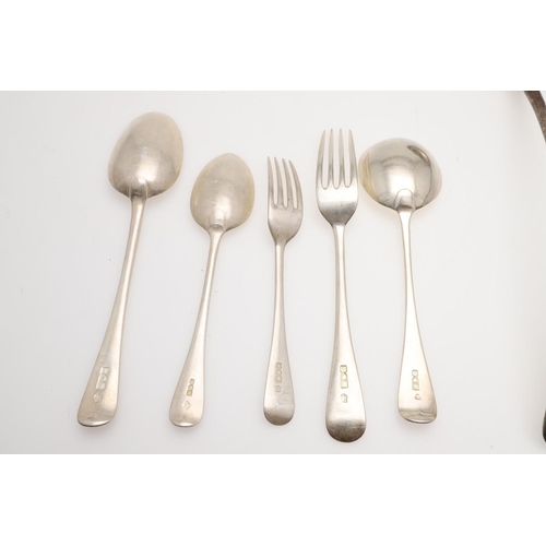 3 - A 20TH CENTURY MATCHED PART-CANTEEN OF OLD ENGLISH PATTERN SILVER FLATWARE. comprising of 12 table f... 