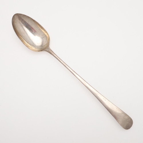 37 - A GEORGE III OLD ENGLISH PATTERN SILVER BASTING OR SERVING SPOON, BY HESTER BATEMAN. initialled on t... 