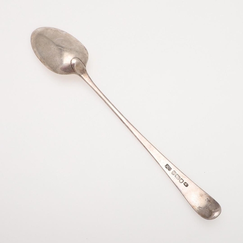 37 - A GEORGE III OLD ENGLISH PATTERN SILVER BASTING OR SERVING SPOON, BY HESTER BATEMAN. initialled on t... 