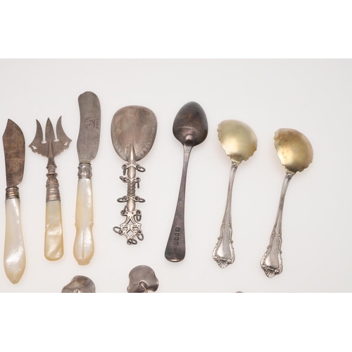 40 - MIXED BRITISH, CONTINENTAL & FOREIGN SILVER FLATWARE & CUTLERY. including 10 Far Eastern spoons with... 