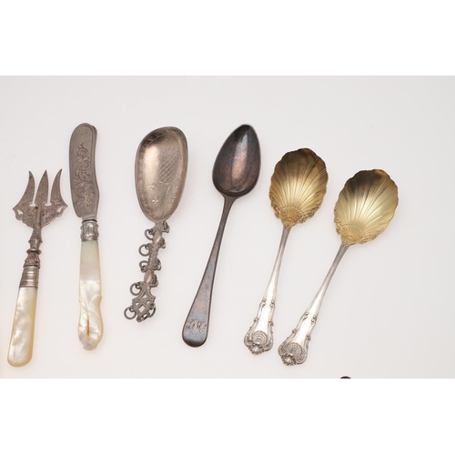 40 - MIXED BRITISH, CONTINENTAL & FOREIGN SILVER FLATWARE & CUTLERY. including 10 Far Eastern spoons with... 