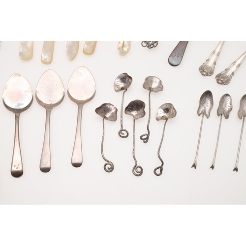 40 - MIXED BRITISH, CONTINENTAL & FOREIGN SILVER FLATWARE & CUTLERY. including 10 Far Eastern spoons with... 