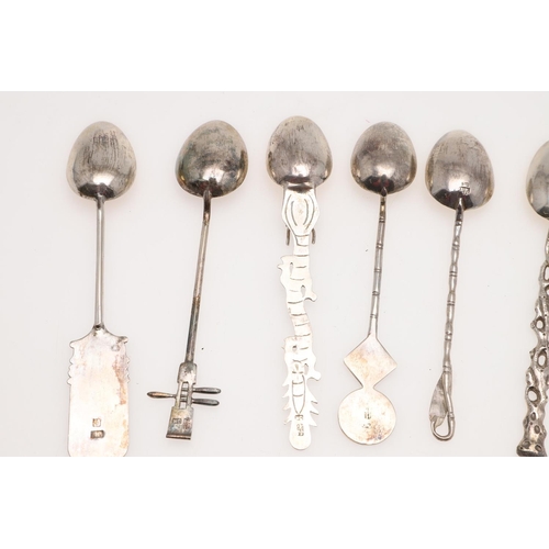 41 - TWO CASED SETS OF SIX LATE 19TH/ EARLY 20TH CENTURY CHINESE SILVER TEASPOONS. decorated with bamboo ... 