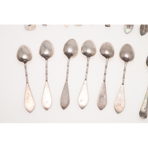 41 - TWO CASED SETS OF SIX LATE 19TH/ EARLY 20TH CENTURY CHINESE SILVER TEASPOONS. decorated with bamboo ... 