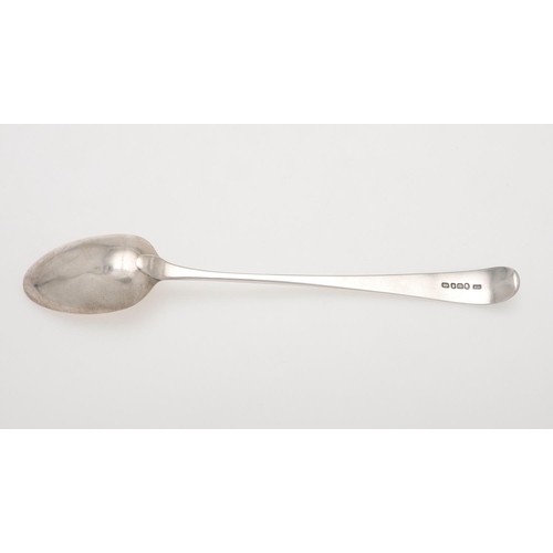 51 - A GEORGE III SILVER OLD ENGLISH PATTERN BASTING OR SERVING SPOON, BY HESTER BATEMAN. initialled, Lon... 