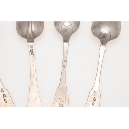 63 - FIVE VARIOUS CONTINENTAL/ FOREIGN SILVER TABLE SPOONS. a Maltese Fiddle pattern pair, & three others... 