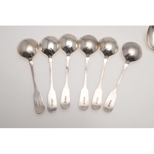 66 - MISCELLANEOUS SILVER FLATWARE. 6 table spoons, a set of 6 Irish table forks, crested, a set of 6 des... 