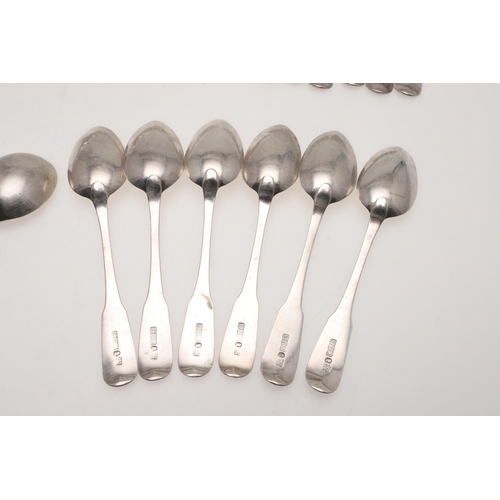 66 - MISCELLANEOUS SILVER FLATWARE. 6 table spoons, a set of 6 Irish table forks, crested, a set of 6 des... 