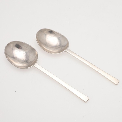 68 - A PAIR OF COMMONWEALTH SILVER PURITAN SPOONS. with pricked initials 