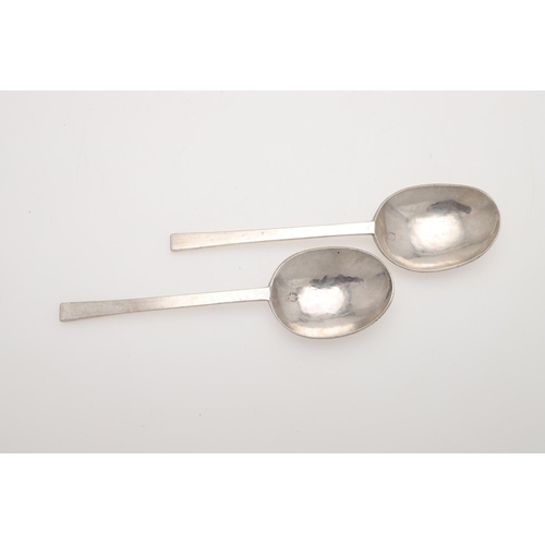 68 - A PAIR OF COMMONWEALTH SILVER PURITAN SPOONS. with pricked initials 