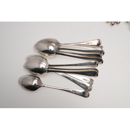 70 - A MATCHED OR HARLEQUIN PART-CANTEEN OF FEATHER-EDGE SILVER FLATWARE & CUTLERY. comprising of 12 tabl... 