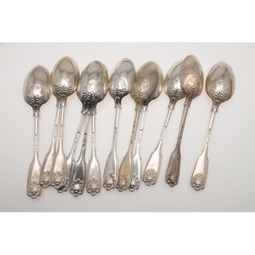 77 - A MATCHED PART-CANTEEN OF FIDDLE, THREAD & SHELL PATTERN SILVER FLATWARE. including 33 table forks, ... 