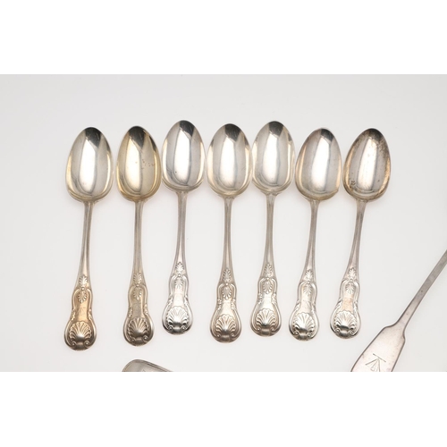 78 - MISCELLANEOUS SILVER FLATWARE. including 7 King's pattern table spoons (single struck), a pair of sa... 