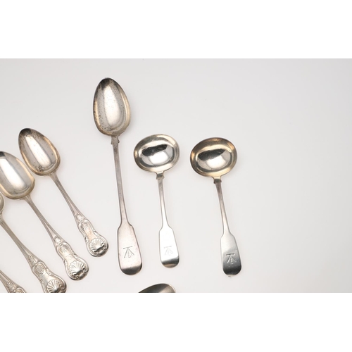 78 - MISCELLANEOUS SILVER FLATWARE. including 7 King's pattern table spoons (single struck), a pair of sa... 