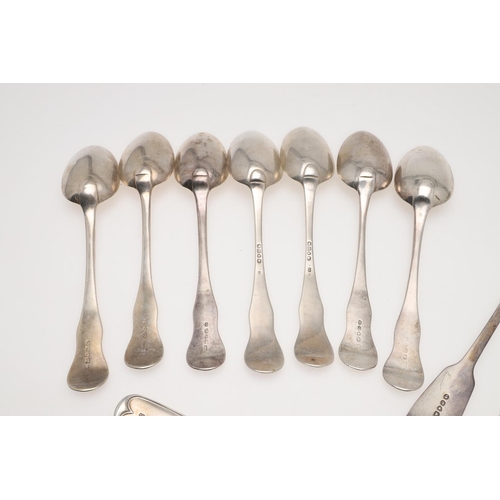 78 - MISCELLANEOUS SILVER FLATWARE. including 7 King's pattern table spoons (single struck), a pair of sa... 