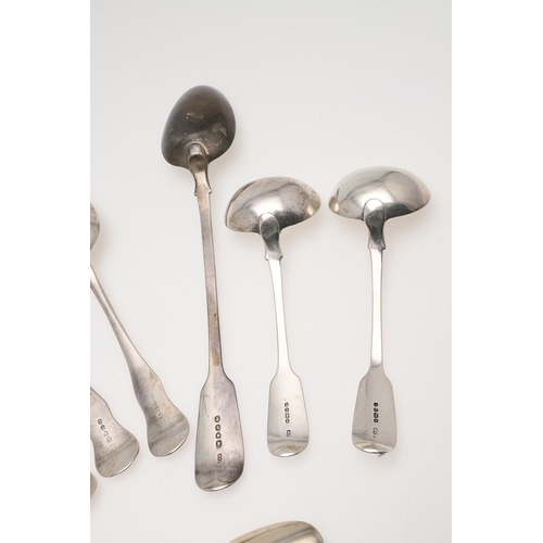 78 - MISCELLANEOUS SILVER FLATWARE. including 7 King's pattern table spoons (single struck), a pair of sa... 