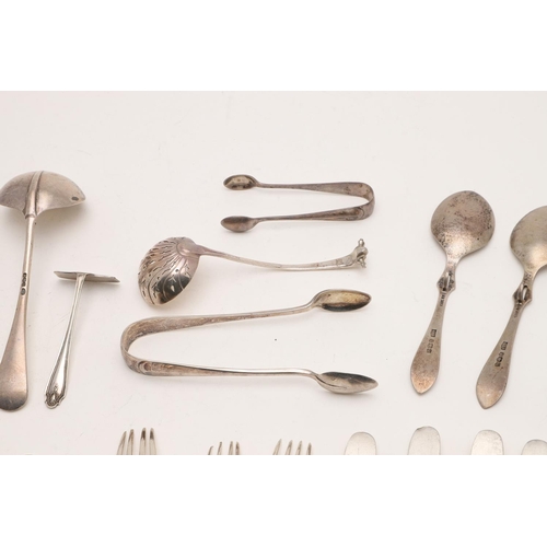 8 - MISCELLANEOUS SILVER FLATWARE & CUTLERY. to include a set of 8 Victorian table knives, crested (load... 