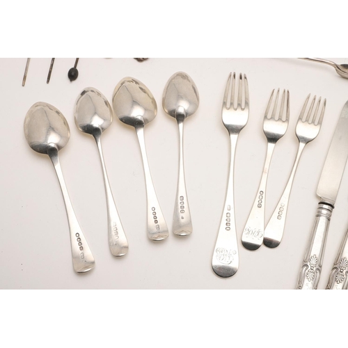 8 - MISCELLANEOUS SILVER FLATWARE & CUTLERY. to include a set of 8 Victorian table knives, crested (load... 