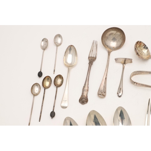 8 - MISCELLANEOUS SILVER FLATWARE & CUTLERY. to include a set of 8 Victorian table knives, crested (load... 