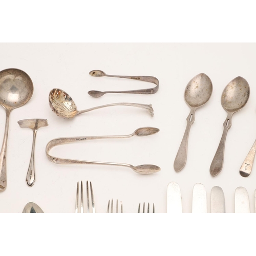 8 - MISCELLANEOUS SILVER FLATWARE & CUTLERY. to include a set of 8 Victorian table knives, crested (load... 