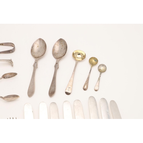 8 - MISCELLANEOUS SILVER FLATWARE & CUTLERY. to include a set of 8 Victorian table knives, crested (load... 