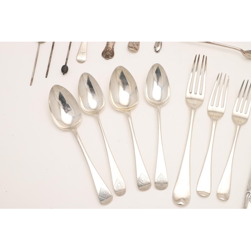 8 - MISCELLANEOUS SILVER FLATWARE & CUTLERY. to include a set of 8 Victorian table knives, crested (load... 