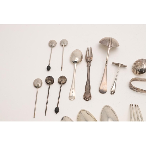 8 - MISCELLANEOUS SILVER FLATWARE & CUTLERY. to include a set of 8 Victorian table knives, crested (load... 