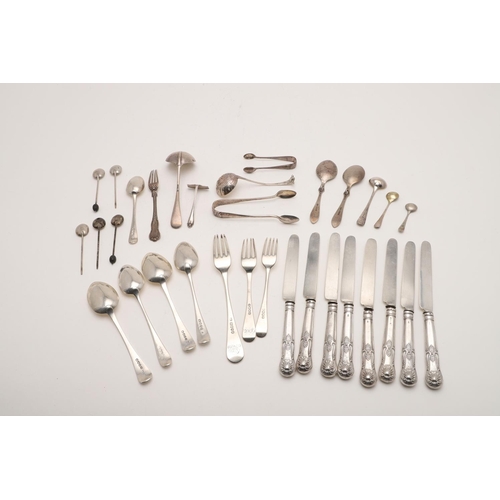 8 - MISCELLANEOUS SILVER FLATWARE & CUTLERY. to include a set of 8 Victorian table knives, crested (load... 