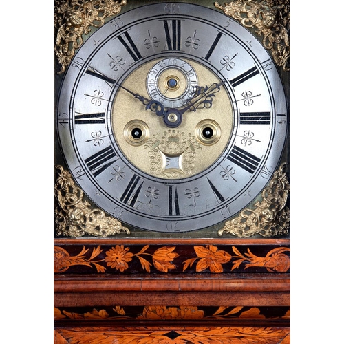 1129 - A LATE 17TH CENTURY WALNUT MARQUETRY LONGCASE CLOCK. the 11